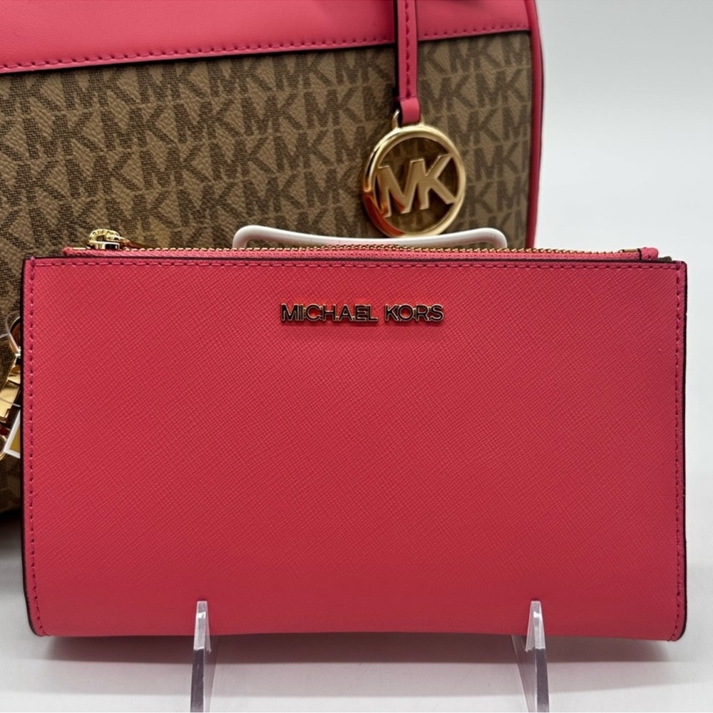 Michael Kors MK Jet Set Travel Medium Duffle Satchel Bag & Double Zip Wallet - Picture 12 of 14